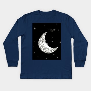 Starry Night Illustration Kids Long Sleeve T-Shirt